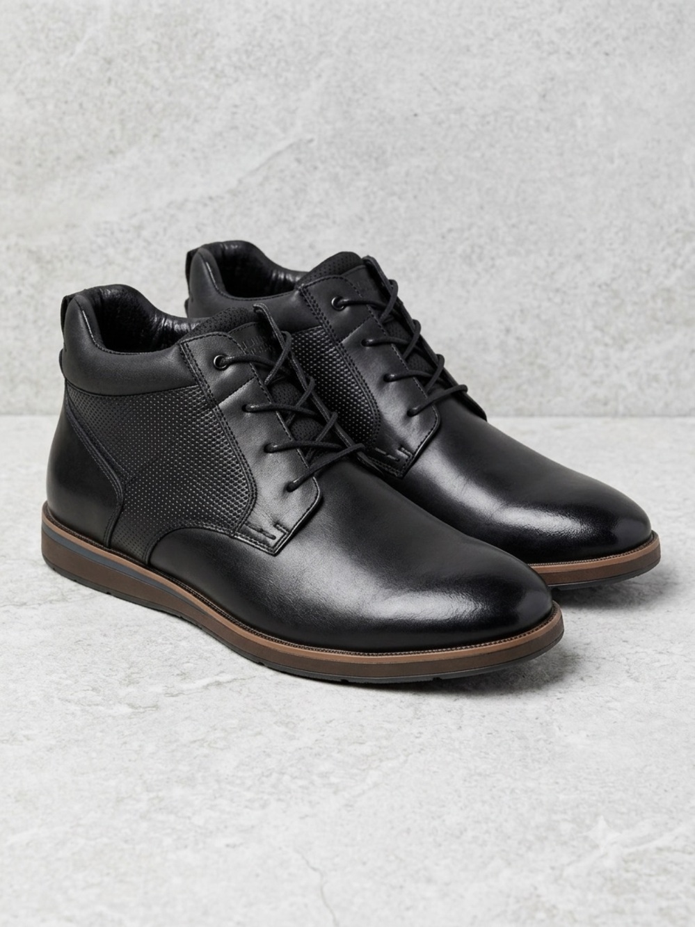Nunn Bush Men's Memory Foam Comfort Gel Chukka Boots, Black Leather/Mesh